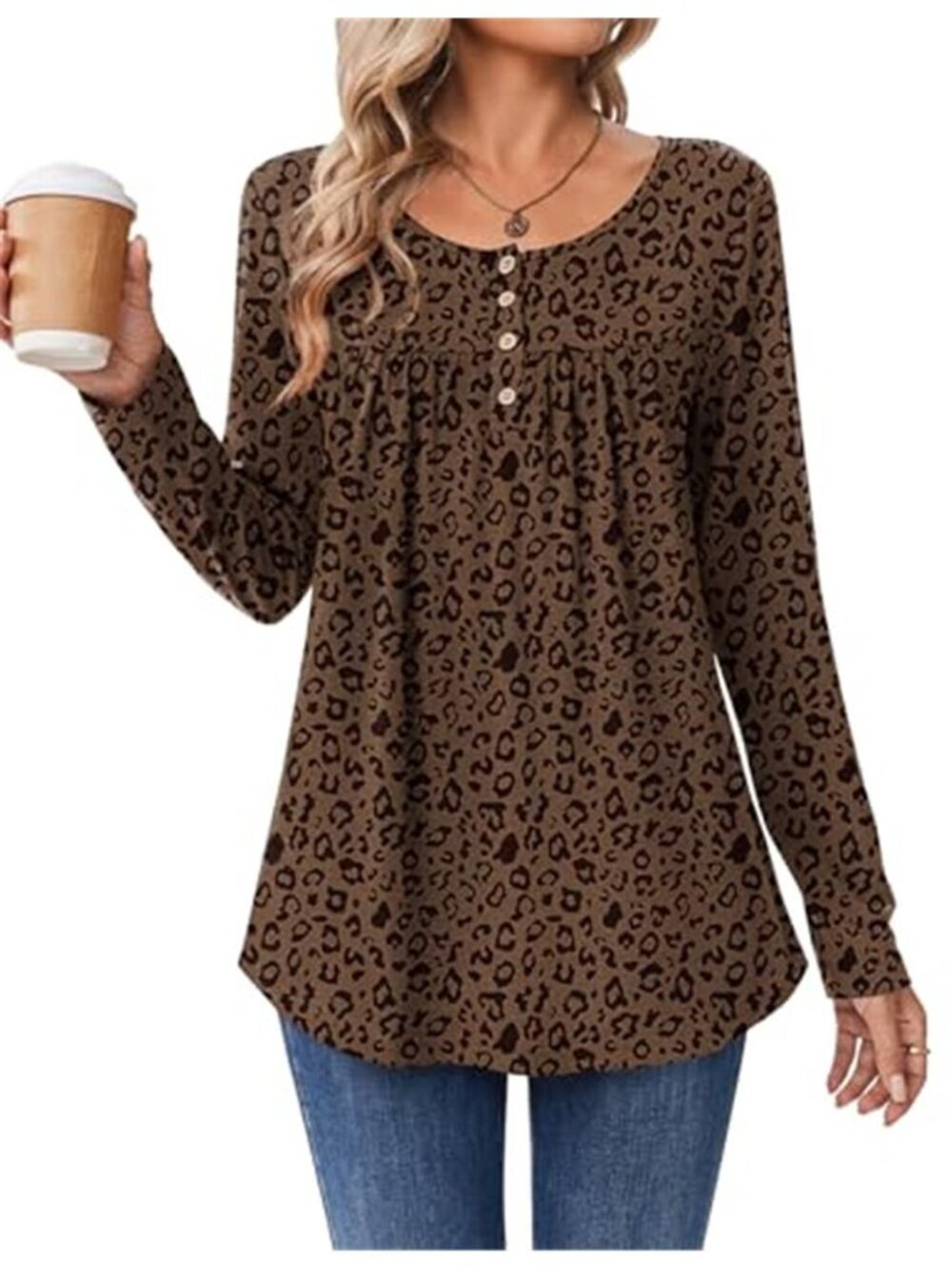 Zeagoo Long Sleeve Shirts for Women Dressy Casual Blouses Loose Tunic Tops - Picture 2 of 7